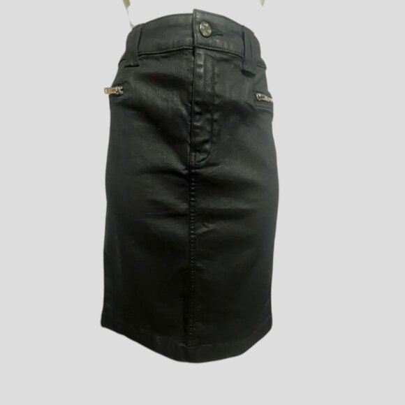 7 For All Mankind High Waist Coated Straight Pencil Denim Skirt Size 29 - Picture 1 of 12